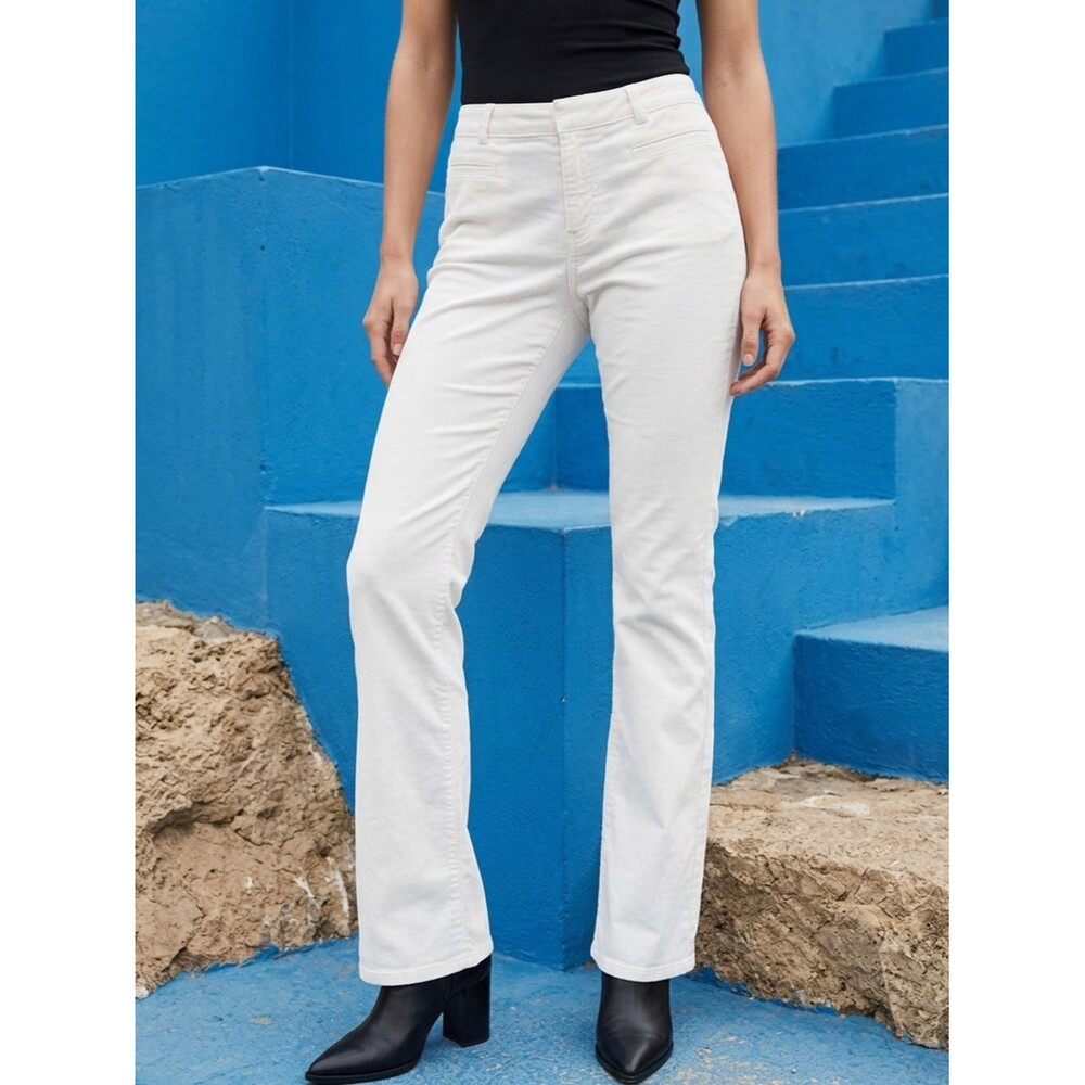 Calvin Klein Off-White Straight -leg Trouers Size 6